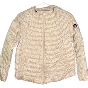 SNOWMAN NEW YORK Cream Hooded Lightweight Down Puffer Jacket Coat EUC Size XS